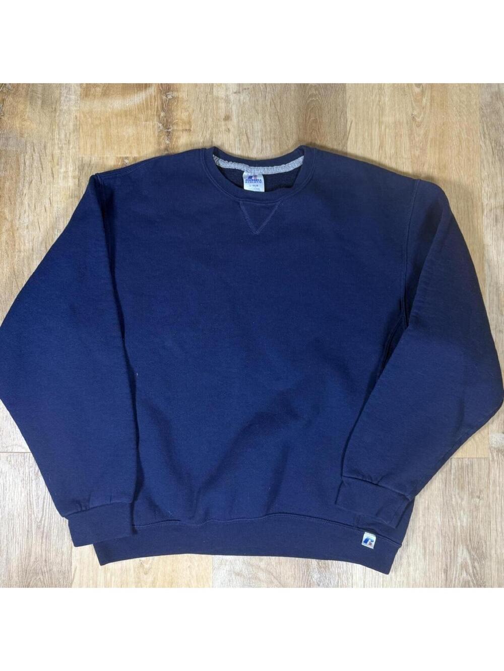Y2K Russell Athletic Blank Crewneck – Navy – Size L